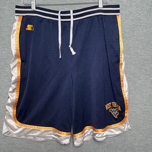 Vintage Starter West‎ Virginia WVU Shiny Basketball Shorts Y2K Mesh Lined M